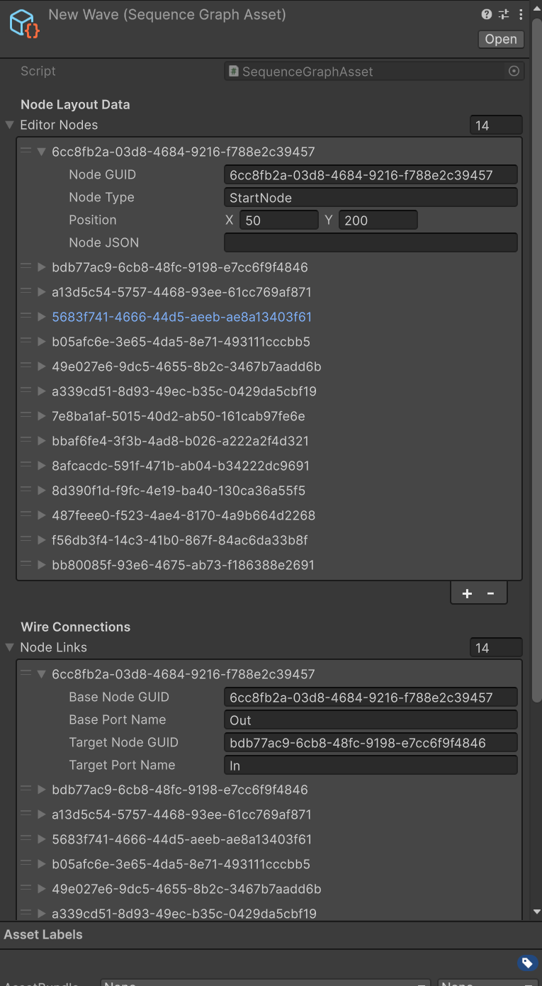 Sequence Graph Asset — editor node layout data