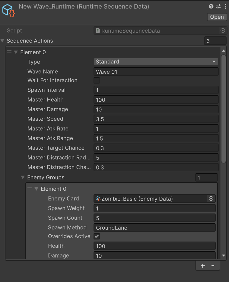 Compiled Runtime Sequence Data